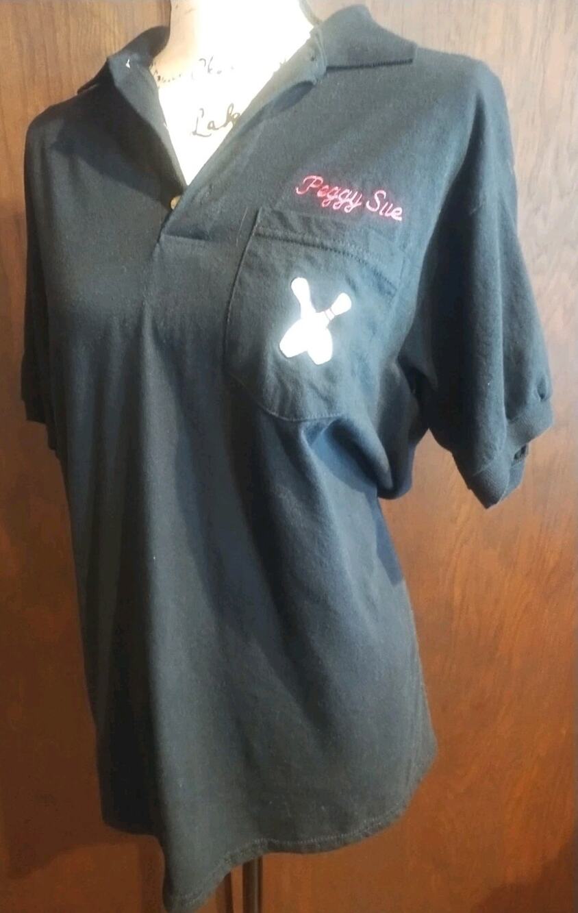 Halloween costume black shirt Bowling Womens Size Medium Rockabilly Peggy Sue
